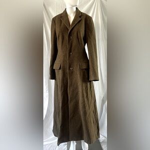 Ralph Lauren Brown wool tweed full length coat and matching long skirt. Lined.
